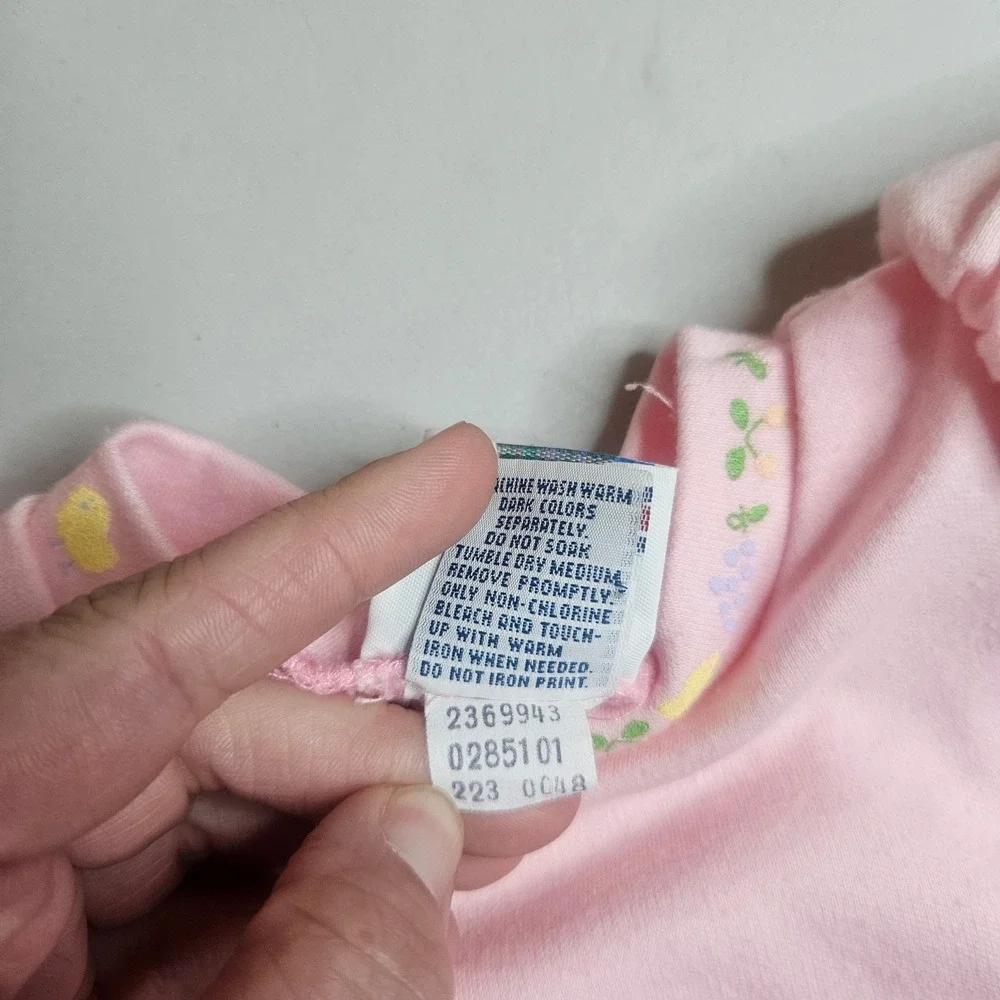 Vintage OshKosh B'gosh Baby Girls 12M Floral Fruit Romper Set Made in USA Pink